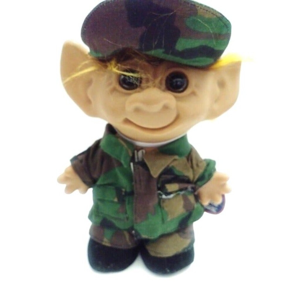 Uneeda Good Luck Wishnik 8" Troll Soldier Orange Hair Soldier Troll 8" - Picture 4 of 6